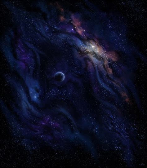 Planeta Nebulosa Galaxia Estrellas Espacio Oscuro Fondo De