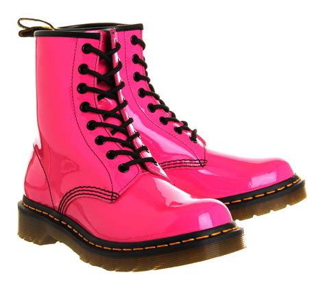 dr martens  eyelet lace  boot hot pink patent  pink lyst