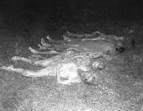 view of the exhumed bodies of polish and russian forced laborers who