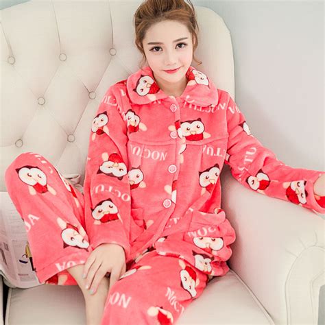 2019 fashion autumn winter women pajama sets thick flannel pajamas home