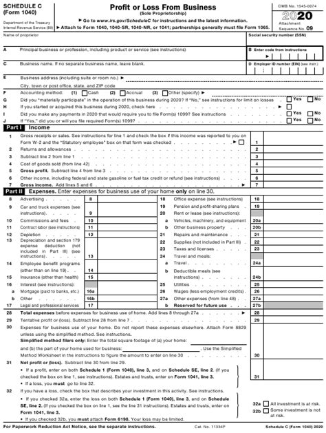 Irs Form 1040 Schedule C 2020 Solved 1 The Image Shows A Completed