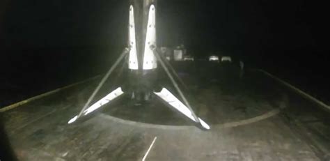 spacex debuts upgraded drone ship  record breaking rocket landing