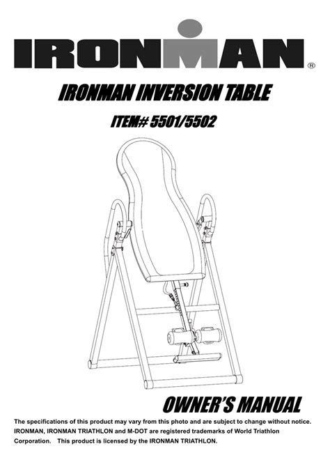 ironman inversion table owners manual manualzz