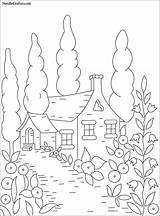 Coloring Pages Cottage Patterns Embroidery Colouring Garden Applique Vintage Books Transfers Cottages Designs Print Country English Rug Stitch Printable Cross sketch template