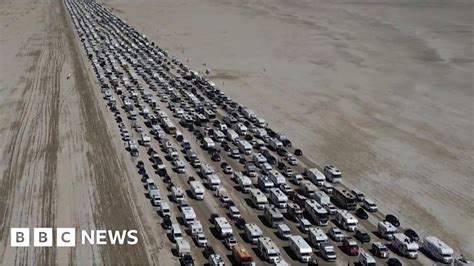 burning man drone footage shows huge queues  people leave festival  news media