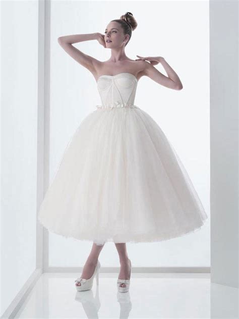 retro 50s strapless tulle ballerina tea length white tulle dress dv1