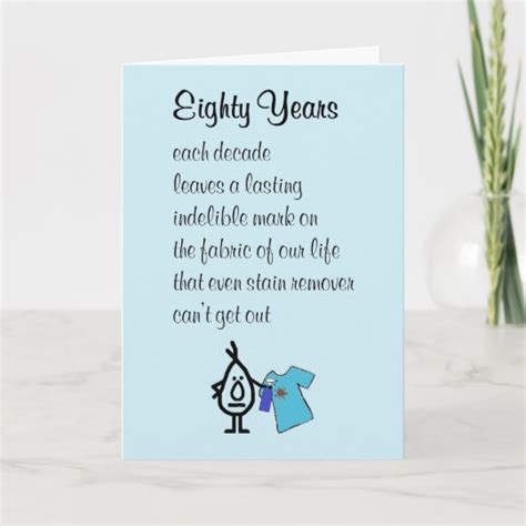 eighty years a funny happy 80th birthday poem card