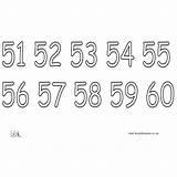 51 60 Numbers Colouring Sheet sketch template