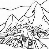 Machu Picchu Peru Coloring Pichu Pages Clipart Drawing Famous Color Landmark Fuji Inca Landmarks Dibujos Thecolor Cute Colouring Drawings Places sketch template