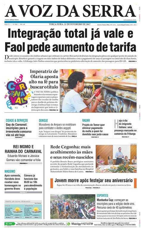Edição De 21 De Fevereiro De 2017 Jornal A Voz Da Serra