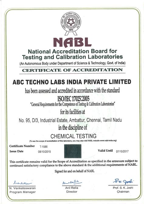 Nabl Approved Lab Accredited Laboratories Abc Technolabs