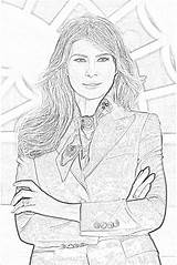 Trump Melania Coloring Pages Downloadable Filminspector Lady First sketch template