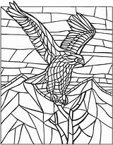 Mosaic Coloring Pages Printable Animal Glass Stained Mystery Eagle Colouring Dover Color Mosaics Publications Books Doverpublications Patterns Kids Sheets Animals sketch template