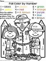 Worksheets Fall Number Color Addition Subtraction Autumn Within Worksheet Numbers Math Printable Printables Coloring Problems Preschool Seasons Students Student Facts sketch template