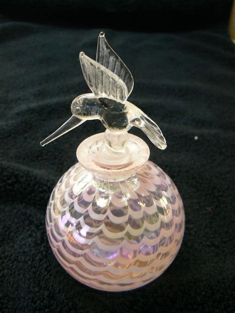 Perfume Bottle Pink Swirl Iridescent Glass Royal Ltd Crystal