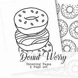 Donut Coloring Pages Printable Worry Adult Donuts Etsy Color Getcolorings Template sketch template
