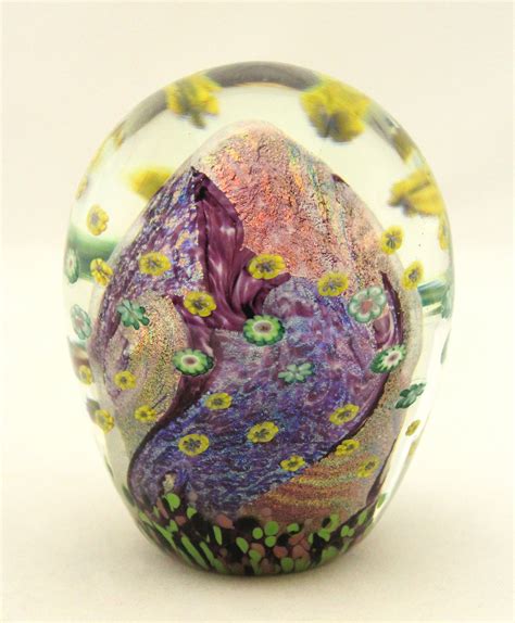 Small Amethyst Floral Paperweight By Ken Hanson And Ingrid Hanson Art