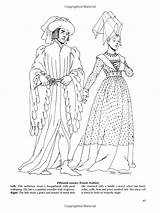 Coloring Medieval Fashion Dover Book Pages Fashions Amazon Drawing Books Adult Tierney Tom Clothing Ages Middle Dolls Paper Dress Sca sketch template