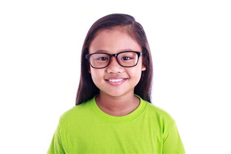Portrait Of Young Asian Girl Wear Glasses Isolated On White – Suny