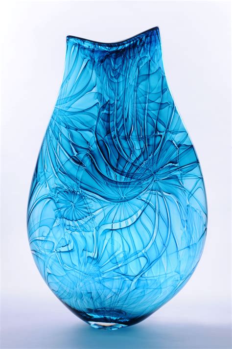 Turquoise Flower Vase Contemporary Glass Art Glass Art Contemporary