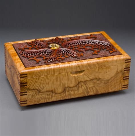 hand  wood jewelry box ammonite  mark doolittle studio