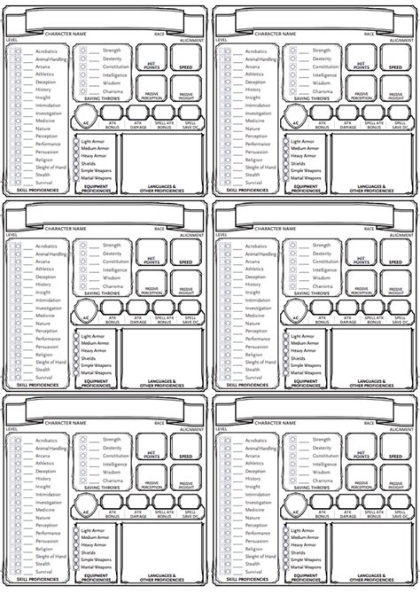 updated   mini character sheets  fit    page  pc npc versions