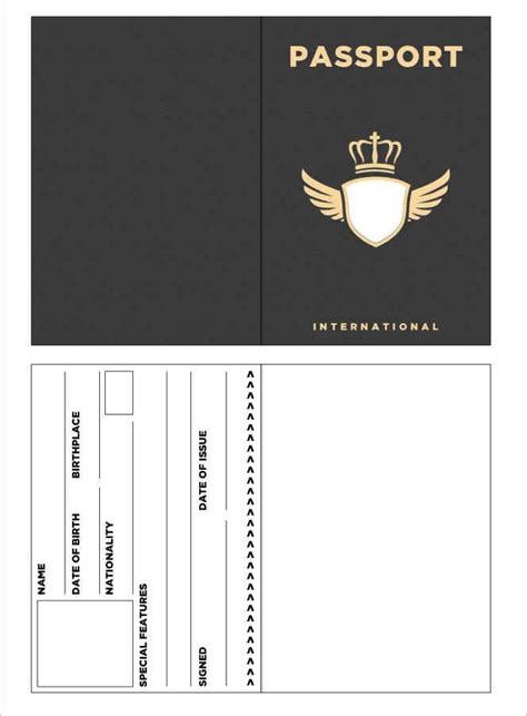 passport template printable sample template