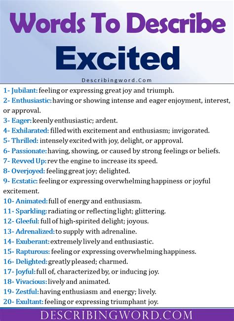 Adjectives For Excited Words To Describe Excited Describingword Com