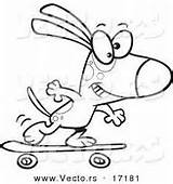 Skateboarding Dog Drawing Cartoon Ron Vector Coloring Line Leishman Outline Skater Copyright sketch template
