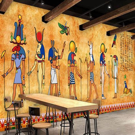 Custom 3d Photo Wallpaper Vintage Egyptian Murals Bar