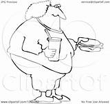 Fat Woman Eating Fast Vetor Djart sketch template