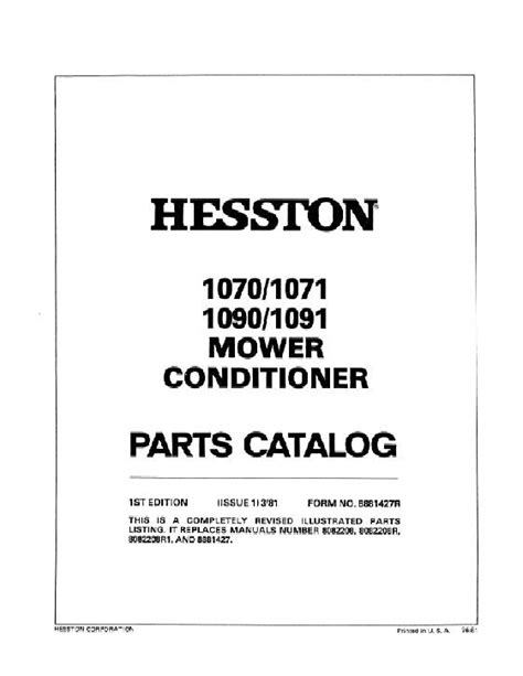 hesston      mower conditioner parts catalog farm manuals fast