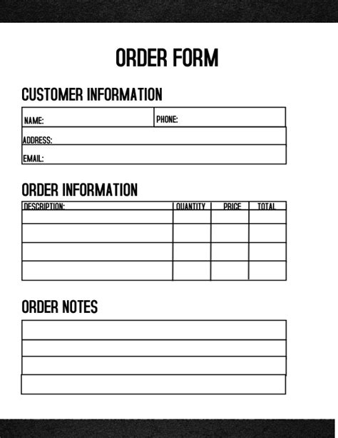 copy  business order form template postermywall