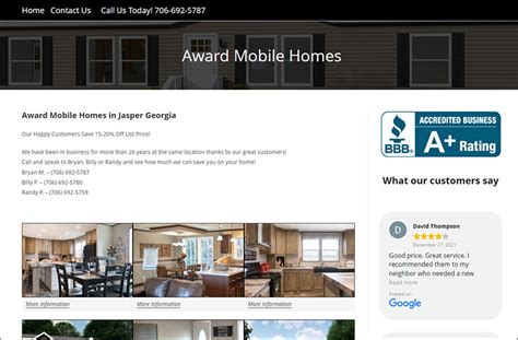 award mobile homes north georgia web design