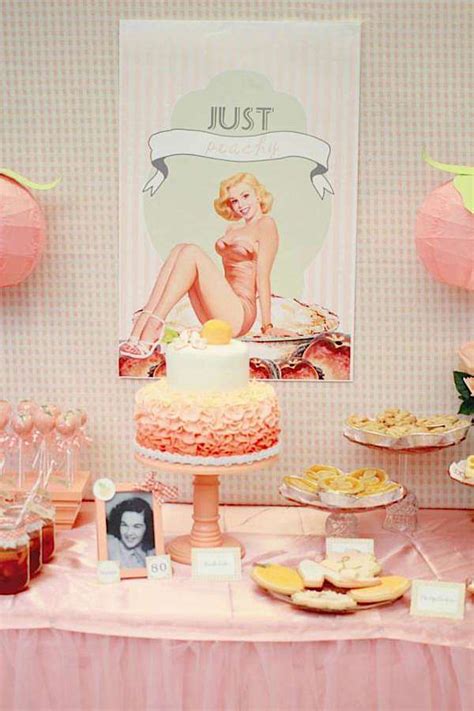 kara s party ideas peaches and pin ups pinups 80th birthday party planning ideas