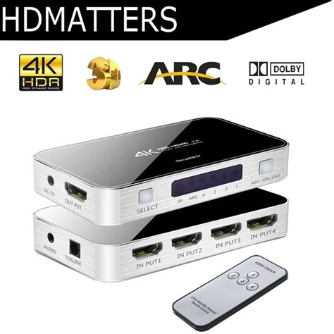 khz hdmi switcher  audio toslinkaux hdr hdmi arc hdmi      hdmi cables