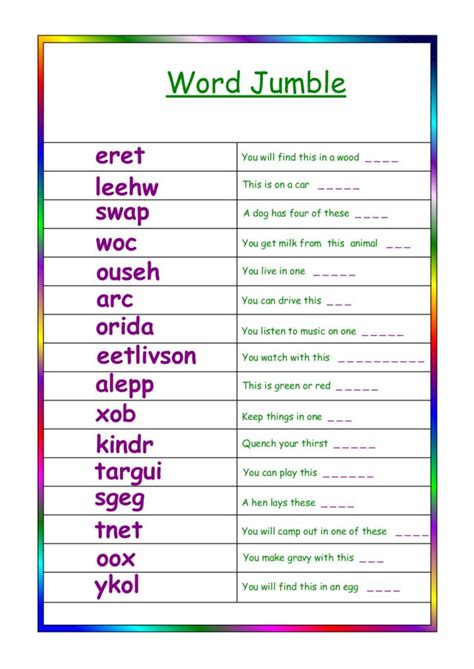 word jumble worksheet for 1st 2nd grade lesson planet