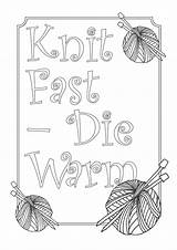 Coloring Knitting Pages Knit Warm Die Fast Printable Backward Crafting Purling Adults Some Click Such Square Don sketch template