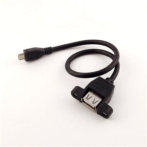 5x usb 2 0 a female panel mount to micro usb male adapter cable for