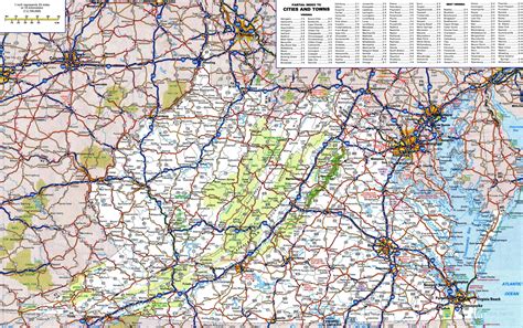 laminated map large detailed roads  highways map  west virginia