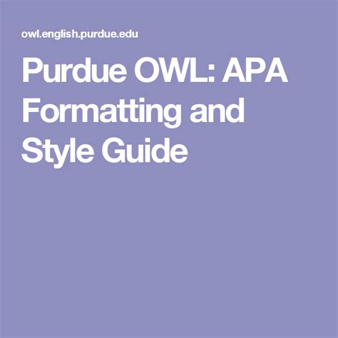 purdue owl  formatting  style guide writing lab research