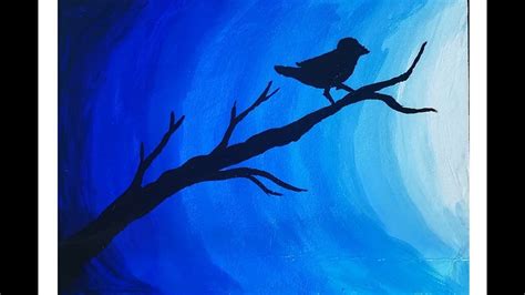 easy poster color painting  canvas bird  moonlight postercolor painting youtube poster