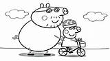 Peppa Pig Coloring Daddy Pages Printable Print Her Friends Family Size Cycling sketch template