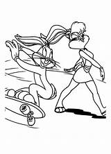 Bunny Bugs Skateboarding Looney Tunes Ausmalbilder Kaninchen Series sketch template