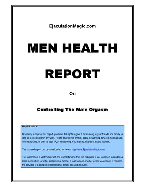 Men Health Report Controlling The Male Orgasm Orgasm