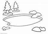 Pond Coloring Clipart Pages Simple Printable Template Kids Color Print Bettercoloring sketch template