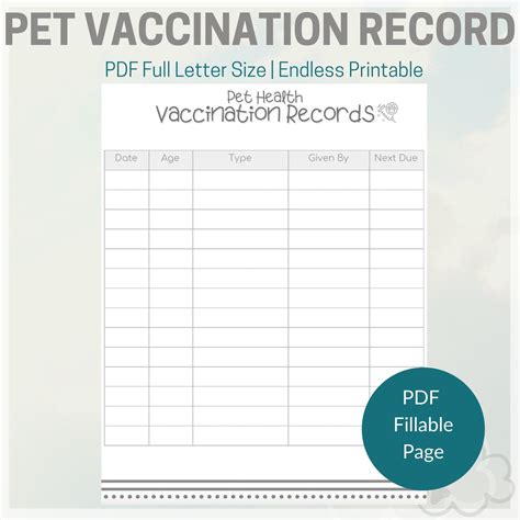 dog vaccination record printable  printable templates