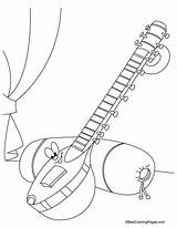Sitar Coloring Drawing Kids Pages Music Bestcoloringpages Color Getdrawings sketch template