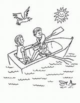 Coloring Boat Row Rowing Drawing Colouring Popular Getdrawings sketch template