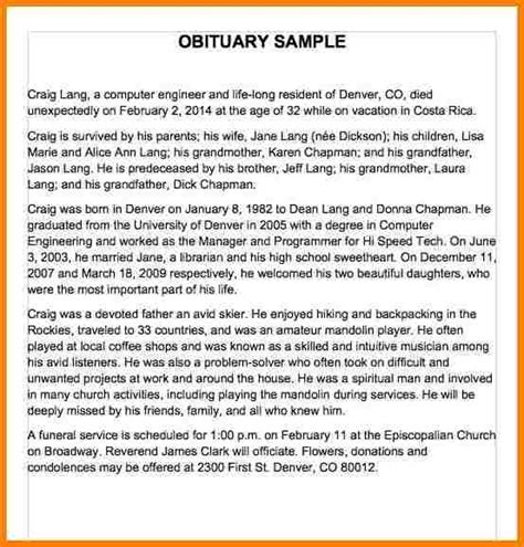 obituary template mother check https